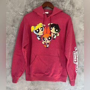 EUC Vintage The Powerpuff Girls pink sweatshirt w/ characters on front Size Med